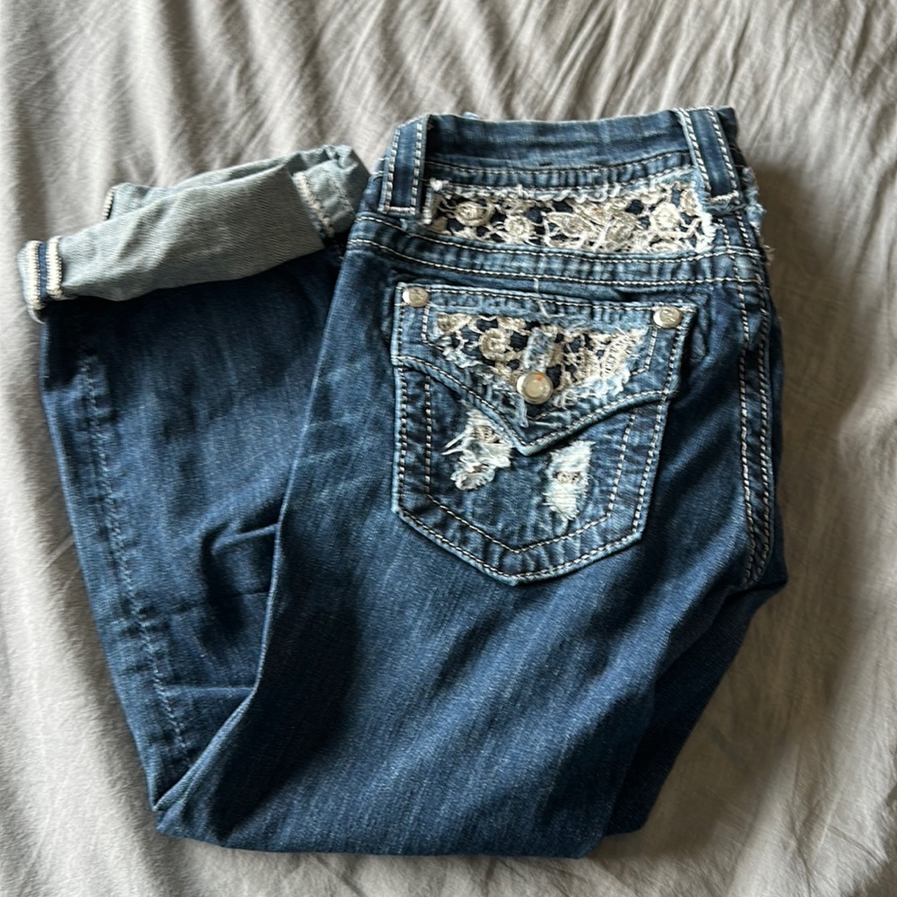 Miss Me size 25 cropped lace jeans